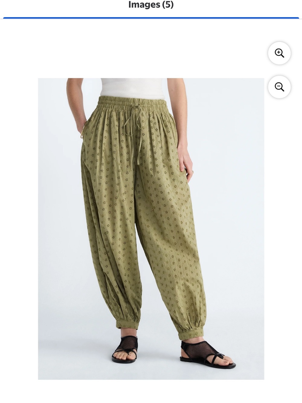 Olive Drawstring Printed Harem Joggers